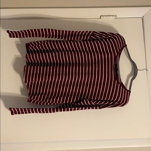 Long-sleeve, striped, open back shirt